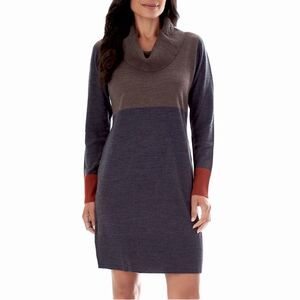 Apt 9 Navy and Grey Color Block Cowl Neck Sweater Dress Medium